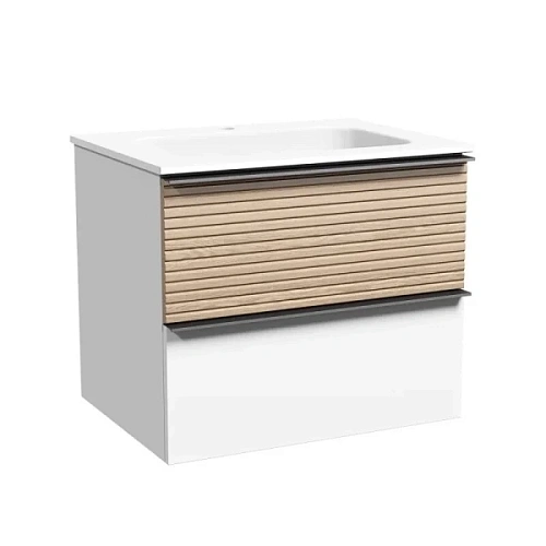 Тумба под раковину подвесная Sancos Delta 60 см дуб светлый/белая - фото 4