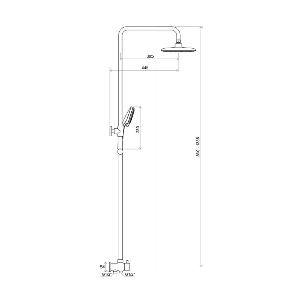 Душевая стойка Ravak DS подвижная X07P232 (детальная фотография), современные, hi-tech