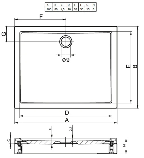 Душевой поддон акриловый белый с панелью Riho Davos 273 100x80 см D002013005 (детальная фотография), прямоугольные