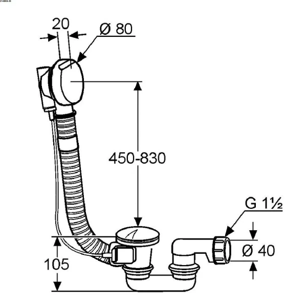 Слив-перелив Kludi Rotexa хром 2140905-00 (детальная фотография), полуавтомат