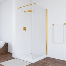 Душевая перегородка профиль золотой стекло сатин Vegas-glass