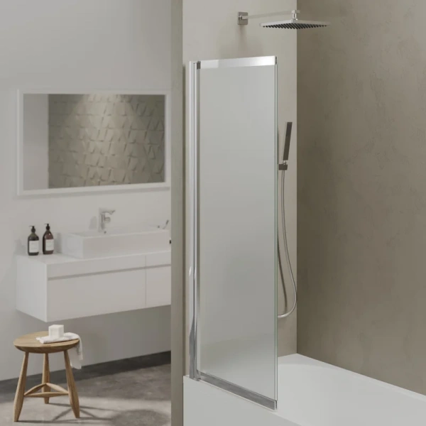 Шторка для ванны Berges River S Slider 98х145 см матовое стекло, профиль хром 065021 (детальная фотография), недорогие