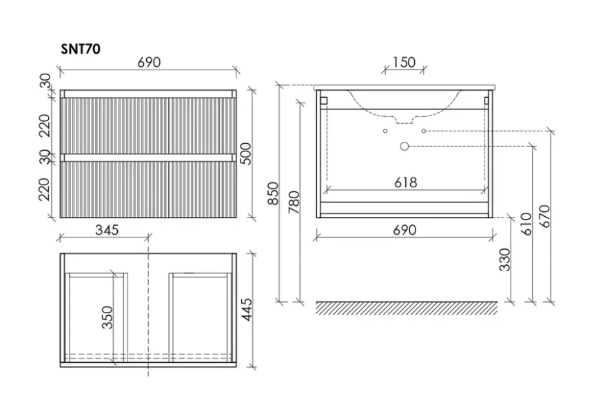 Тумба под раковину подвесная Sancos Snob T 70 см Bianco SNT70W (детальная фотография), по запросу