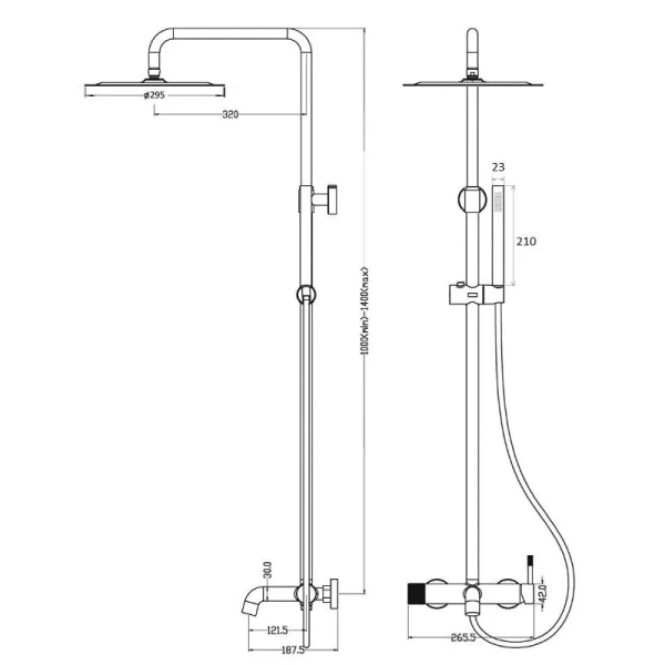 Душевая стойка Boheme Uno белый/золото 468-WG (детальная фотография), современные, hi-tech