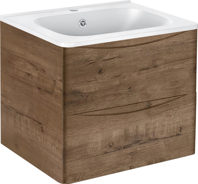 Тумба под раковину подвесная Vincea Paola 58,9 см V.Oak VMC-2P600VO (детальная фотография), моноблок