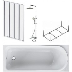 Ванна акриловая AM.PM Like W80ASET-170AC 170х70 см с каркасом, шторкой, и душевой стойкой со смесителем