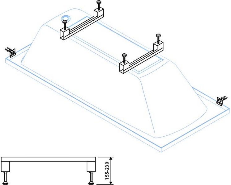 Универсальный комплект ног Cezares Eco для прямоугольных акриловых ванн LEG-KIT-150 (детальная фотография), в наличии