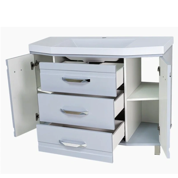 Тумба под раковину напольная Misty Терра 110 см серая П-Тер01110-01503Я (детальная фотография), современная, hi-tech