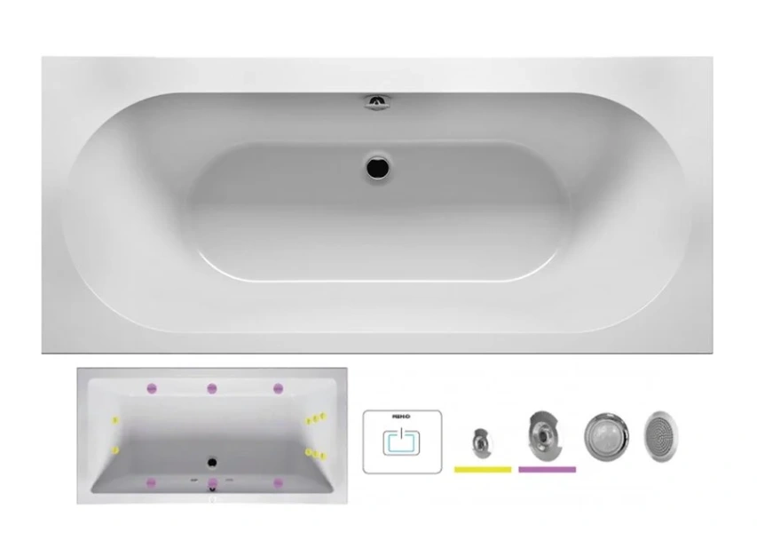 Ванна гидромассажная Riho Carolina 180 x 80 см, FLOW BB5400500000000_FLOW (детальная фотография), акриловые