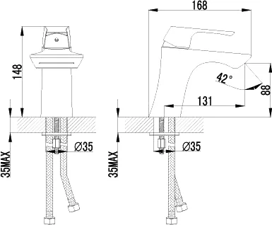 Смеситель для раковины Lemark Unit LM4546C (детальная фотография), недорогие, прямоугольная форма