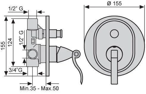 Смеситель для душа золото Emmevi Abel 39019OR (детальная фотография), для ванны