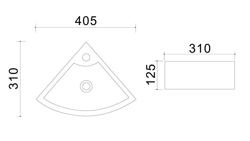 Раковина Azario 43.5 см угловая AZ-4299 (детальная фотография), современные, hi-tech