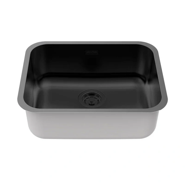 Мойка для кухни Paulmark Vello 53 см матовый черный VE53-MBN (детальная фотография), из нержавеющей стали, стальные, металлические