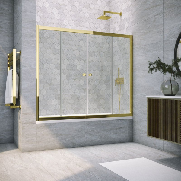 Душевая шторка на ванную стекло прозрачное Vegas-glass Z2V 180 01 (детальная фотография), раздвижные