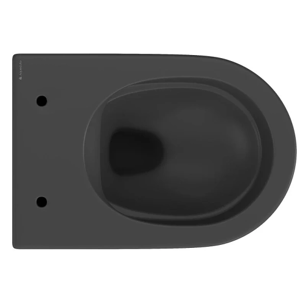 Унитаз подвесной Aqueduto Ovo черный матовый OVO0140 (детальная фотография), с горизонтальным, прямым выпуском, с прямым выпуском