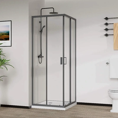 Душевой уголок Vincea City 100х80 см вороненая сталь стекло прозрачное - фото 2