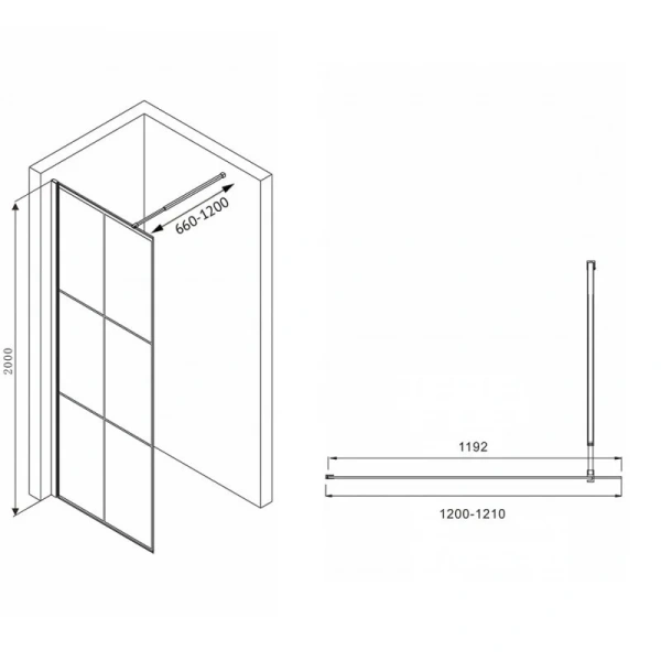 Душевая перегородка Abber Immer Offen 120 см стекло прозрачное AG62120B (детальная фотография), современные, hi-tech