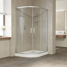 Душевой уголок профиль матовый хром стекло прозрачное Vegas-glass