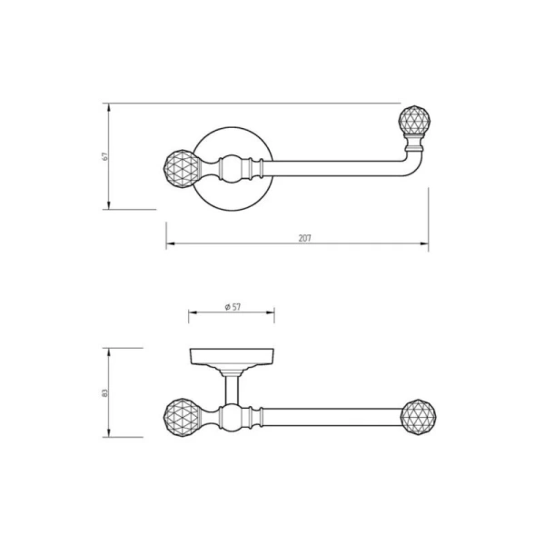 Бумагодержатель Migliore Amerida 165 открытый (детальная фотография), классические, ретро, с кристаллами swarovski, декорированные