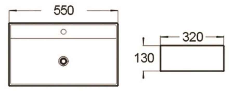 Раковина SantiLine 55 см прямоугольная SL-1098 (детальная фотография), современные, hi-tech