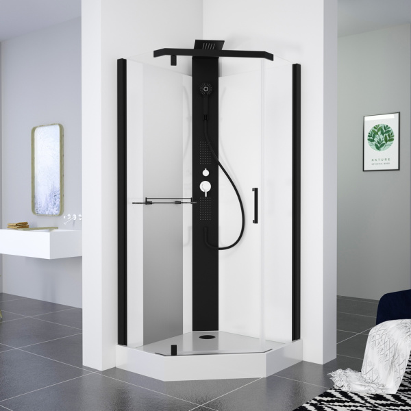 Душевая кабина Black&White Galaxy G8705 90x90 см с гидромассажем 8705900 (детальная фотография), многоугольные
