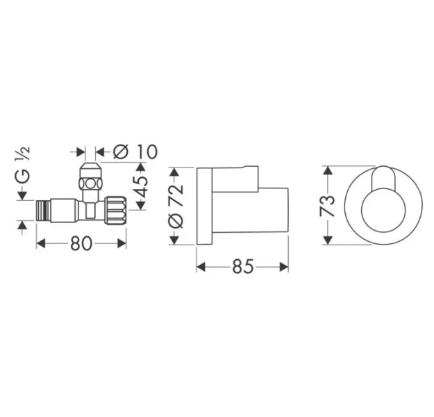 Угловой вентиль Hansgrohe шлифованный никель 13954820 (детальная фотография), по запросу