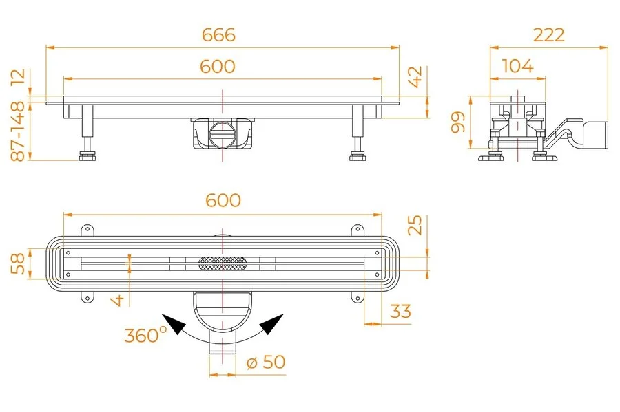 Душевой трап RGW SDR-56 60 см хром 79215660-01 (детальная фотография), душевой трап