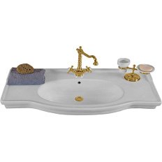 Раковина-консоль керамическая, цвет белый, 1 отв. под смес., с кольцом перелива цвета хром, La Beaute Michel LA83120