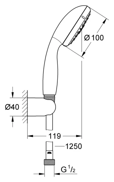 Душевой гарнитур Grohe Tempesta хром 27799001 (детальная фотография), душевые гарнитуры