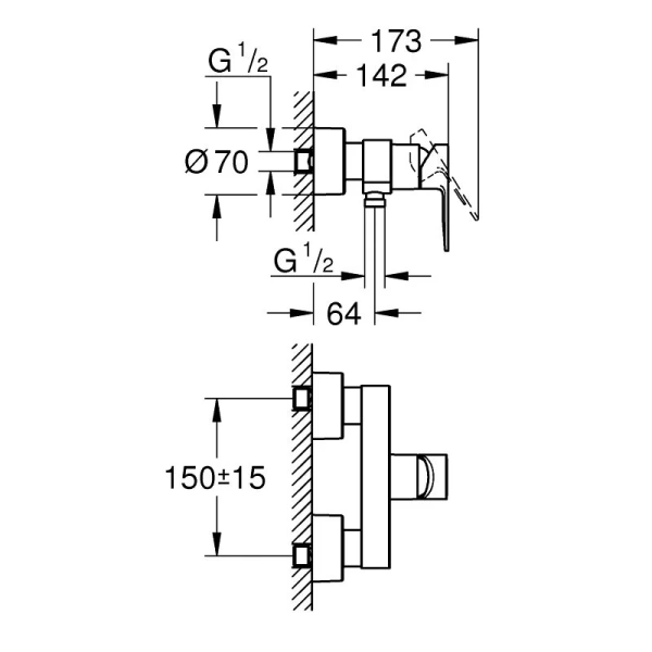 Смеситель для душа хром Grohe Lineare  33865001 (детальная фотография), для душа