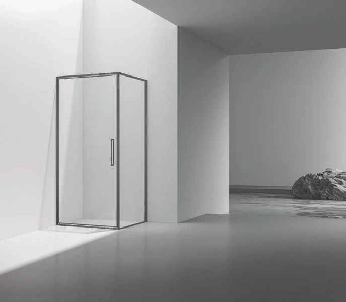 Душевой уголок Vincea Slim 100x90 см вороненая сталь стекло прозрачное VSR-4SLP9010CLGM (детальная фотография), современные, hi-tech