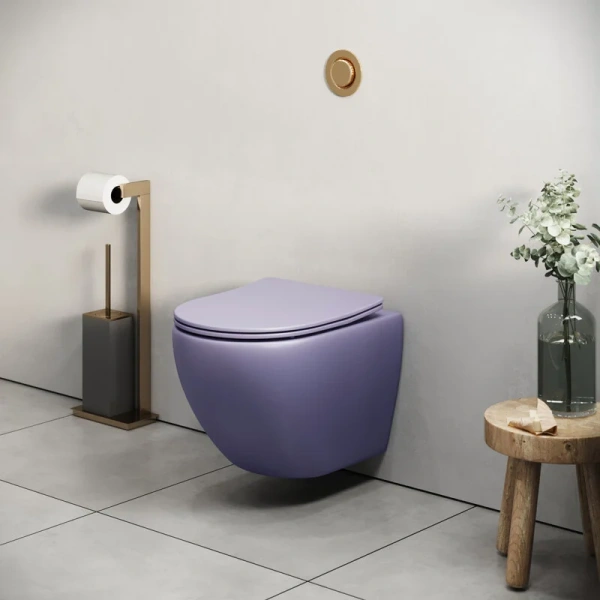 Унитаз подвесной Grossman Color фиолетовый матовый GR-4455LIMS (детальная фотография), фаянс, керамика