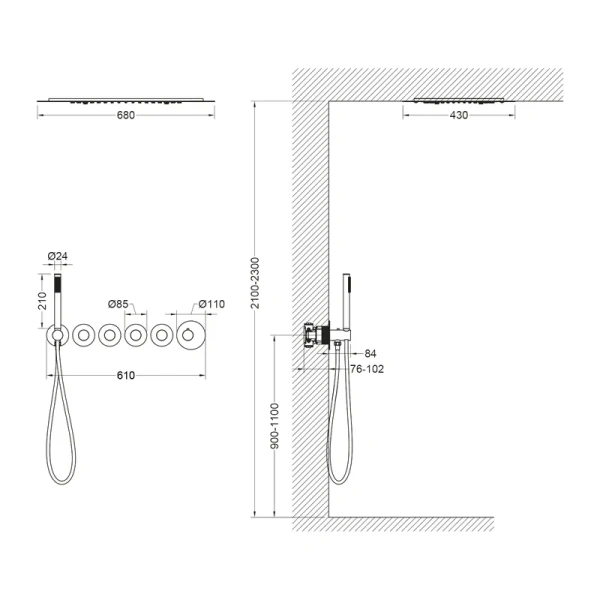 Душевой комплект Timo Saona белый матовый SX-2319/16SM (детальная фотография), душевые комплекты, наборы