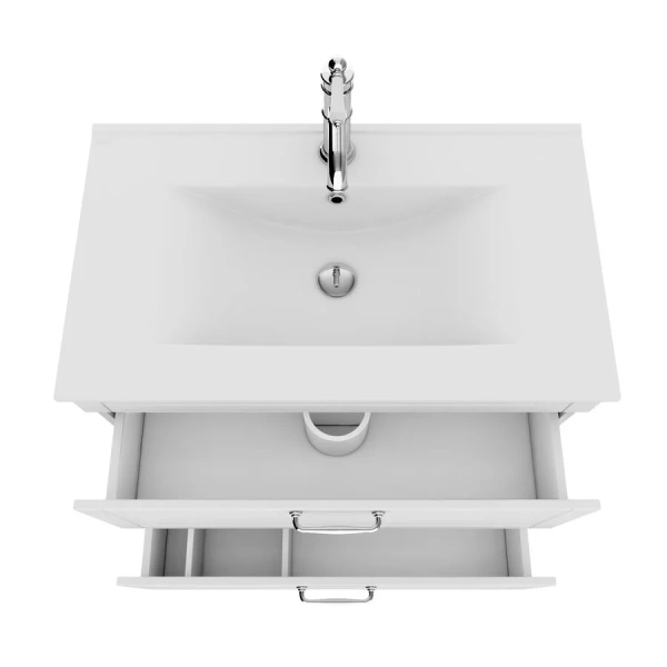 Тумба с раковиной напольная IDDIS Oxford OXF80W0i95K 80 см с перекатным организатором (детальная фотография), моноблок