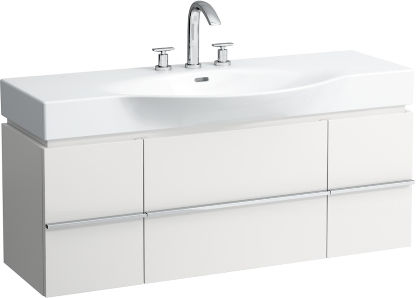 Раковина Laufen Palace 120 см с 3 отверстиями для смесителя 8.1170.4.000.108.1 (детальная фотография), подвесные, пристенные