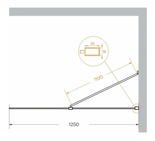 Душевая перегородка Cezares Liberta 125 см профиль хром LIBERTA-L-1-TB-125-C-Cr (детальная фотография), современные, hi-tech