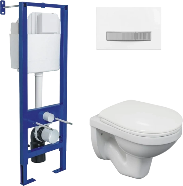 Унитаз с инсталляцией Berges Gamma клавиша белая/хром глянец 043334 (детальная фотография)