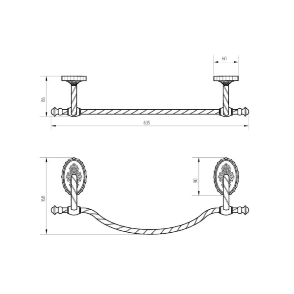 Полотенцедержатель Migliore Edera хром 16924 (детальная фотография), классические, ретро, декорированные