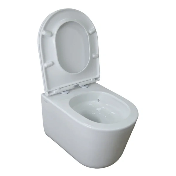 Унитаз подвесной Azario Grado белый AZ-0046-UQ3 (детальная фотография), безободковые, сиденье с микролифтом , с антивсплеском