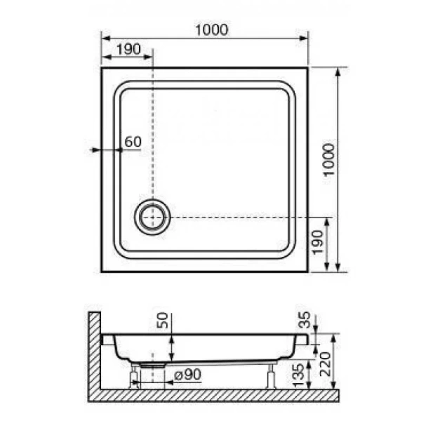 Душевой поддон RGW Acryl Style 100х100 см белый 16180100-11 (детальная фотография), недорогие