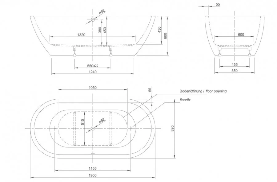 Ванна акриловая Knief Form 0100-087-06 190 х 90 см (детальная фотография), современныe, hi-tech