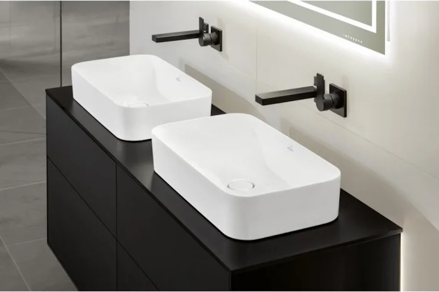 Раковина Villeroy & Boch Finion 60 см накладная 414361R1 (детальная фотография), одинарные, с антигрязевым покрытием