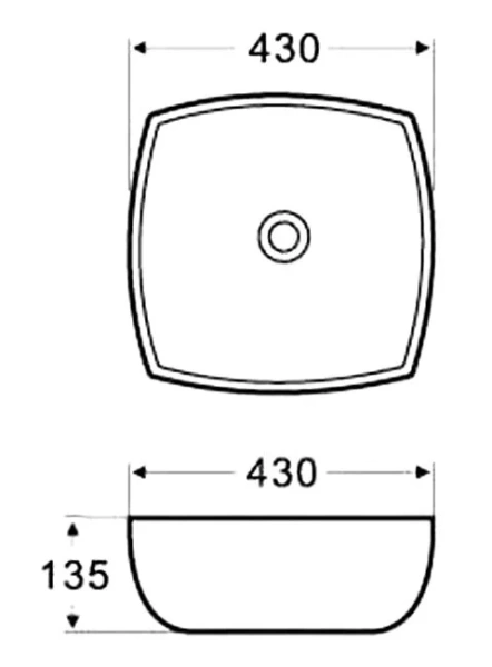 Раковина Azario 43 см накладная AZ-2076 (детальная фотография), современные, hi-tech