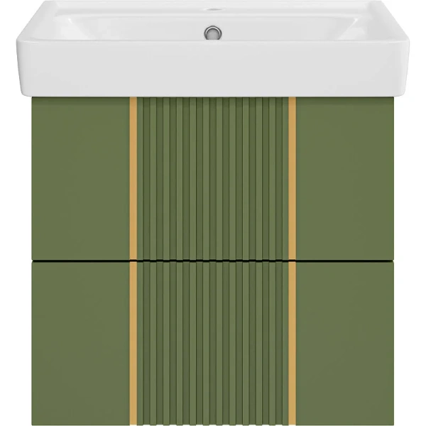 Тумба под раковину подвесная Brevita Vega 60 см зеленая VEG-09060-0802Я (детальная фотография), современная, hi-tech