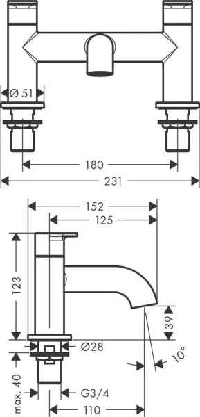 Смеситель для ванны Hansgrohe Vernis Blend хром 71442000 (детальная фотография), для ванны