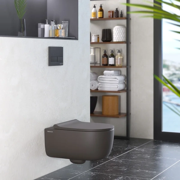 Унитаз подвесной BERGES Ego матовый антрацит 083218 (детальная фотография), черные