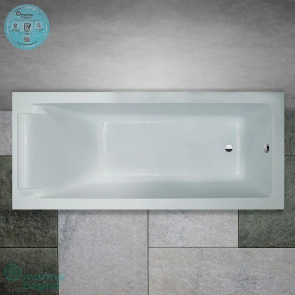 Ванна из искусственного камня Marmo Bagno Ницца 180 x 80 см MB-NP180-80 с подголовником (детальная фотография), прямоугольные