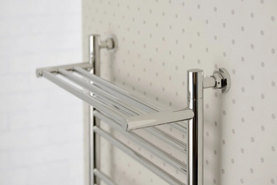 Полотенцесушитель водяной Сунержа Богема+ 40х50 см без покрытия 00-0223-5040 (детальная фотография), из нержавеющей стали, с полкой, неповоротные