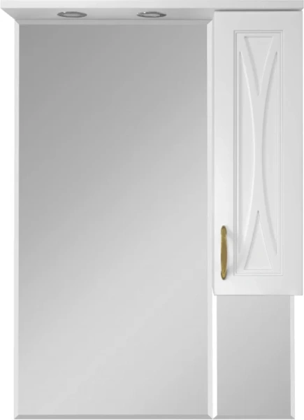 Зеркальный шкаф с подсветкой Misty Амбра 80 см белый, правый П-Амб0280-0322ЯП (детальная фотография), в наличии