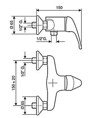 Смеситель для душа Emmevi Winny 95002A 95002CR (детальная фотография), для душа